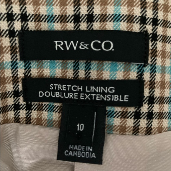 RW&CO. Beige and Brown Plaid Blazer - Picture 4 of 5